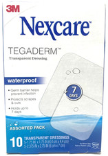 3M Nexcare Tegaderm Apósito Transparente Nuevo En Caja Paquete Surtido de 10 Apósitos