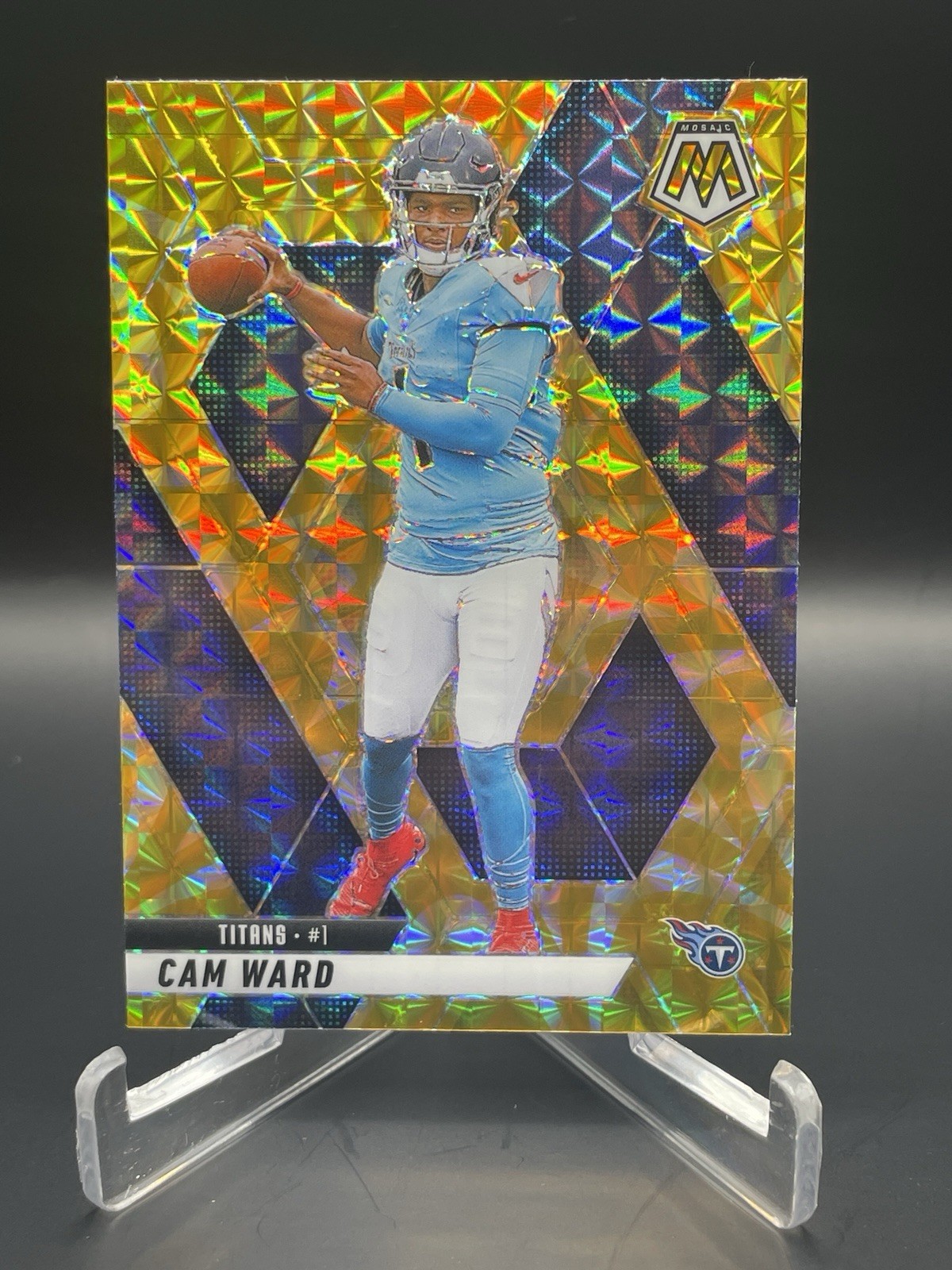 2025 Mosaic Reactive Yellow Prizm Cam Ward RC #382 Titans Rookie