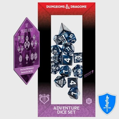 Bard Class Dice - Set of 14 Blue Black - Sirius Adventure Dice D&D RPG