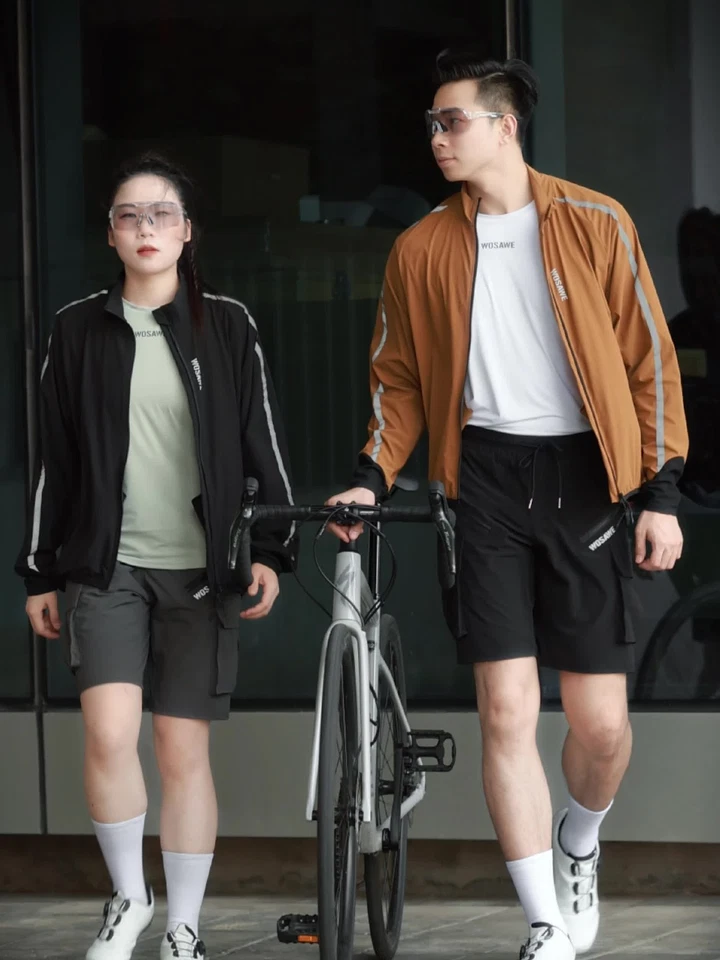 WOSAWE Men Women Windproof Cycling Jacket Water Resistant Breathable Reflective - Image 2 of 4