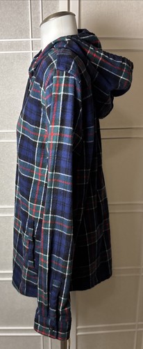 LL Bean Plaid Hoodie Flannel Relaxed Fit Full Zip Jacket Shacket Sz M - Picture 5 of 18