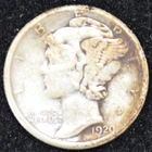 1920-D FINE-VERY FINE Mercury Dime, 90% SILVER! ("D" BARELY VISIBLE IN PHOTO)