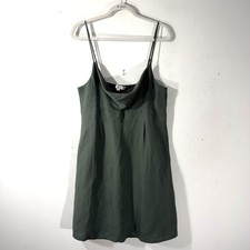 LOFT Linen Blend Mini Dress Sz 14 Green Cut Out Twist Babydoll Sundress NWT