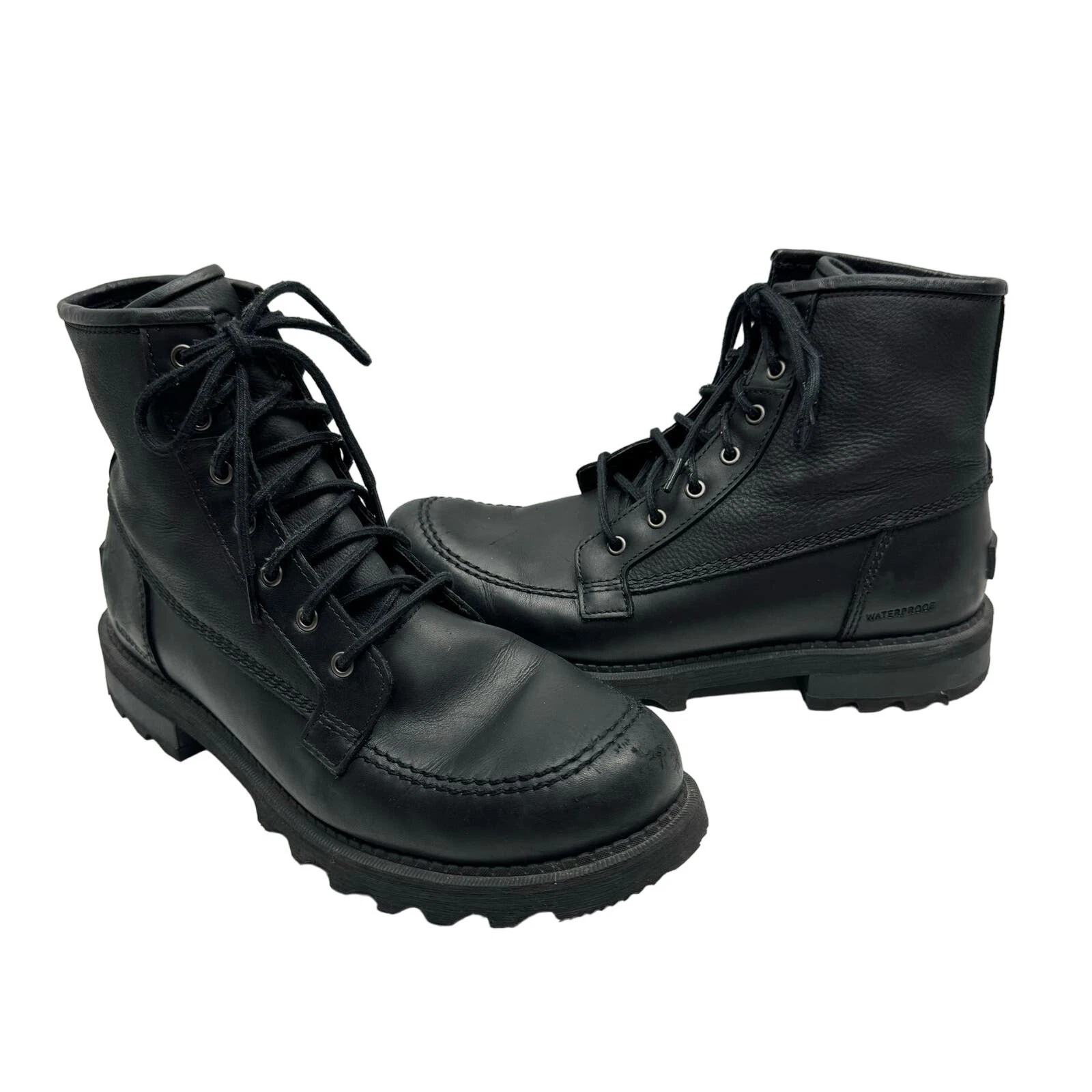 Sorel Men's 12 Mad Brick Six Black Leather Waterproof Lace Up Combat Boots