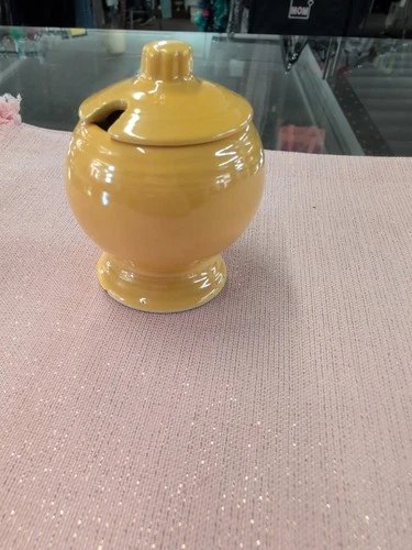 Vintage Rare Fiesta Ware Yellow Marmalade/Mustard/Jelly Jar With Lid  HLC