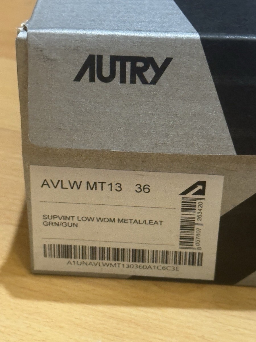 Autry Super Vintage Low Women Sneakers Size 36 Green Metallic Leather White NWT View 2