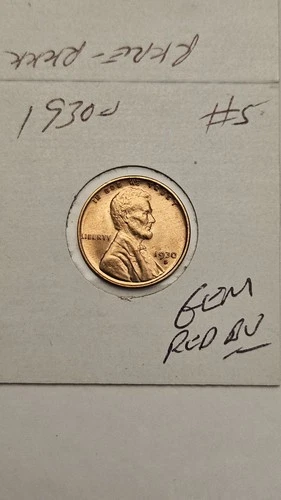 wheat penny 1930S SHARP GEM RED BU 1930-S LOT #5 GEM UNC RED LUSTER LINCOLN CENT