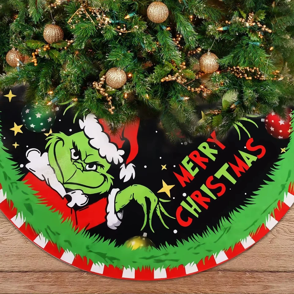 Grinch Christmas Tree Skirt - 48 Inch Holiday Decor for Festive Celebrations* - Image 3 of 4