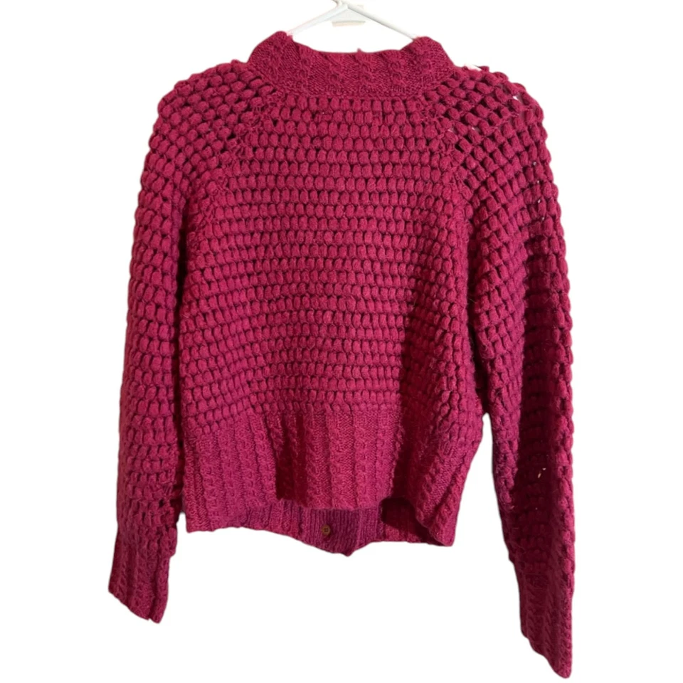 Anthropologie Hand Knit by Leifsdottir Chunky Cable Knit Crocheted Cardigan XS - Image 2 of 4