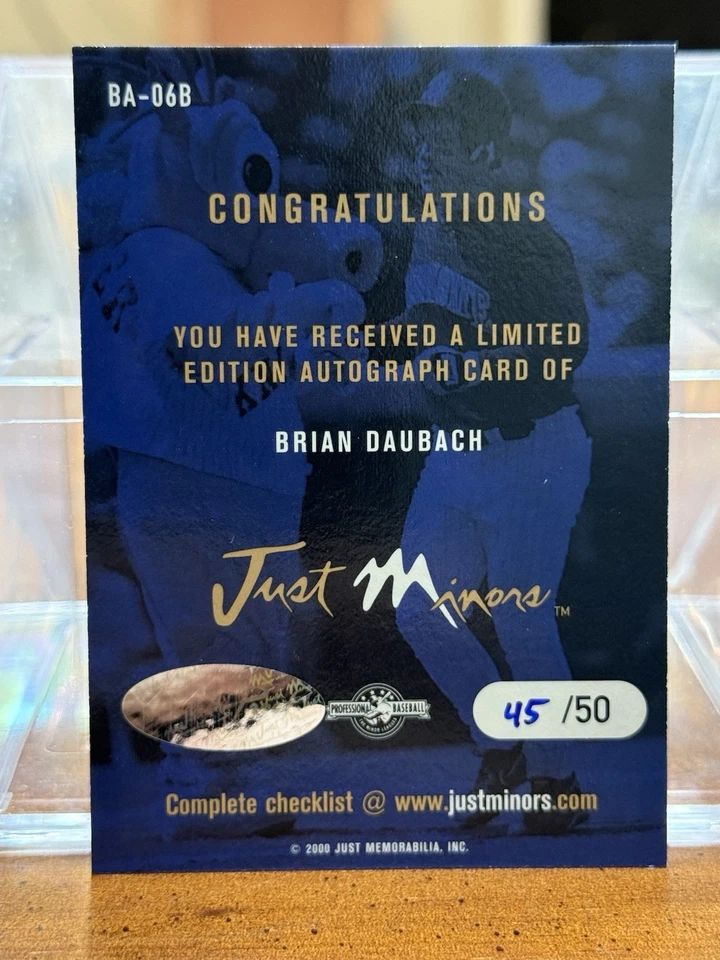 RARE! 2000 Just Minors Auto Black Border /50 Brian Daubach Charlotte Knights - Image 2 of 2