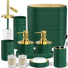 Bathroom Set, 10PC Bathroom Accessory Set, Green Bathroom Accessories, Green and