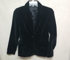 NEW YORK  COMPANY Black Velvet Blazer Size 2 Office Moto Casual Academia
