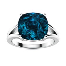 7MM Cushion Shape London Blue Topaz 925 Sterling Silver Solitaire Women Ring