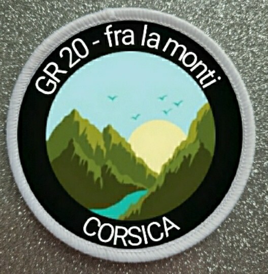 Parche insignia de sublimación de hierro/coser Córcega de 3" GR 20 sendero de senderismo montañas