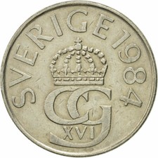#544124 M&uuml;nze, Schweden, Carl XVI Gustaf, 5 Kronor, 1984, S+, Copper-nickel, K