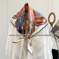 Sallys Boutique 14 Momme Twill Silk Wrap Scarf Closet Print Square Shawl 90cm