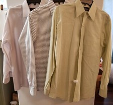 3 Men's - Medium , 1 Beige , 1 Pale Green , 1 Blue Striped  40-41 /14-15 SHIRTS