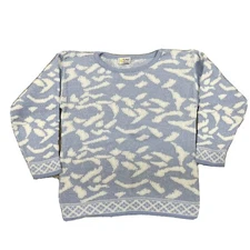 El Mar Knitwear Of California Baby Blue Shiny Pullover Sweater 60s Orlon Acrylic