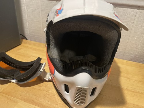 Vintage Bell Moto 4 Helmet Troy Lee Design White / Orange / Blue 7 1/2 60 size - Bild 7 von 11