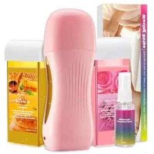 Roll On Wax Kit, Hawcay Wax Warmer For Hair Removal, Depilatory Honey&Rose-Pink