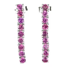 925 Sterling Silver Earrings Round Pink Rhodolite Garnet 3mm Gemstone Jewelry