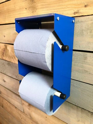 MEGAMAXX Wall Mountable Dual Blue Roll & Paper Towel Dispenser 2 tier Blue Roll Van Clean