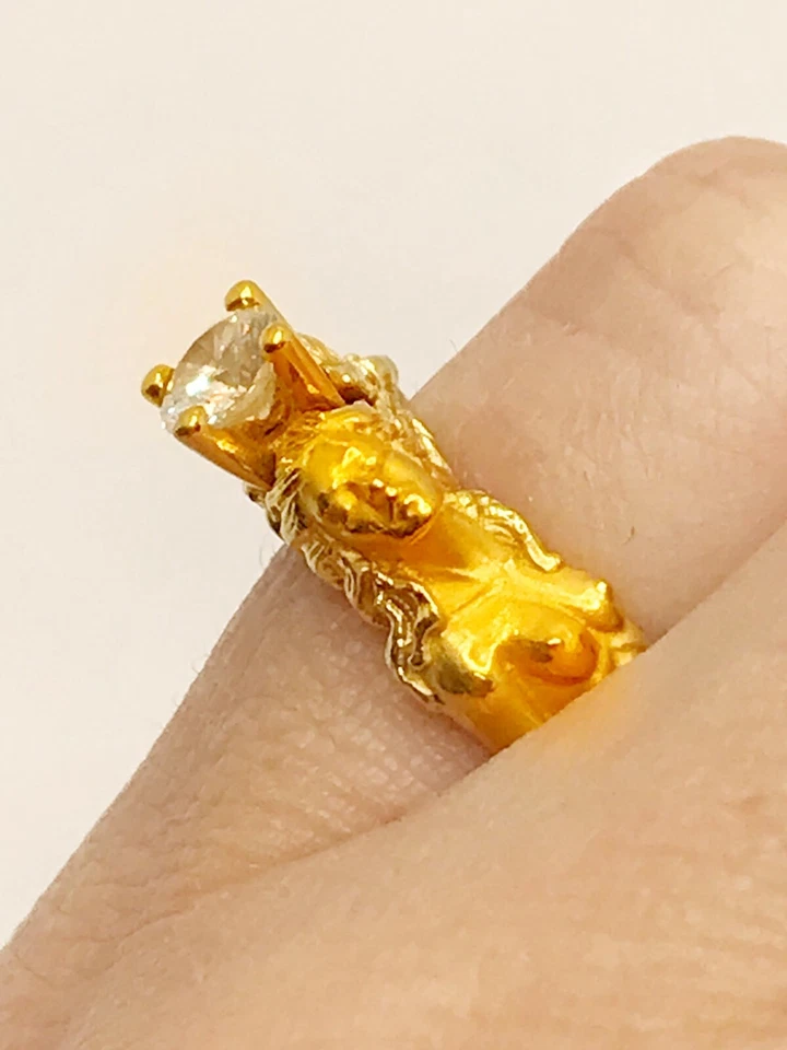 Anillo de compromiso Carrera Y Carrera 18KYG diamantes figuras desnudas talla 4,75 Foto 3 de 4