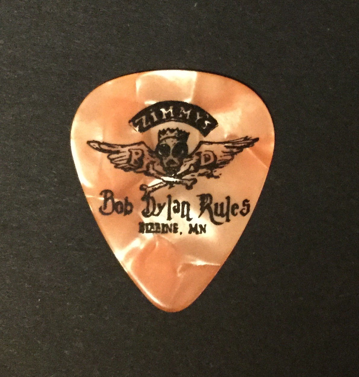 Bob Dylan Rules / Zimmy’s Guitar Pick, Hibbing, Minnesota, Orange Pearl