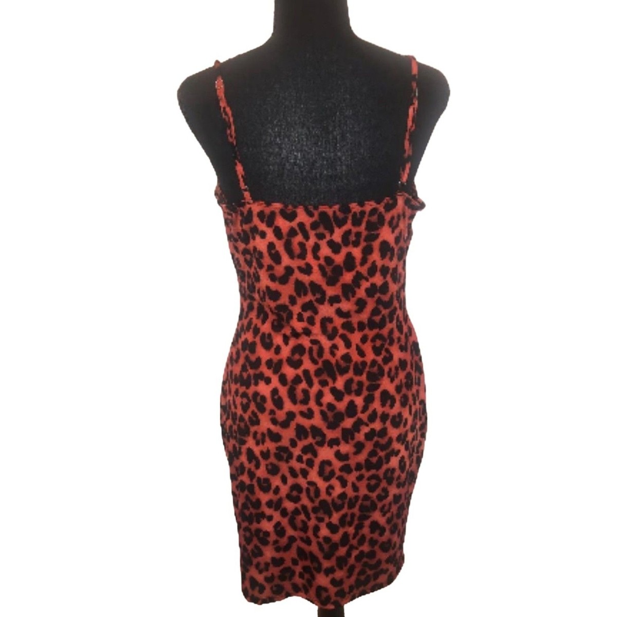 red leopard print bodycon dress Women's Small Iris Red Leopard Bodycon Dress
