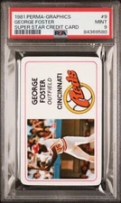 1981 Perma-Graphics Superstar Credit Cards GEORGE FOSTER Reds PSA 9