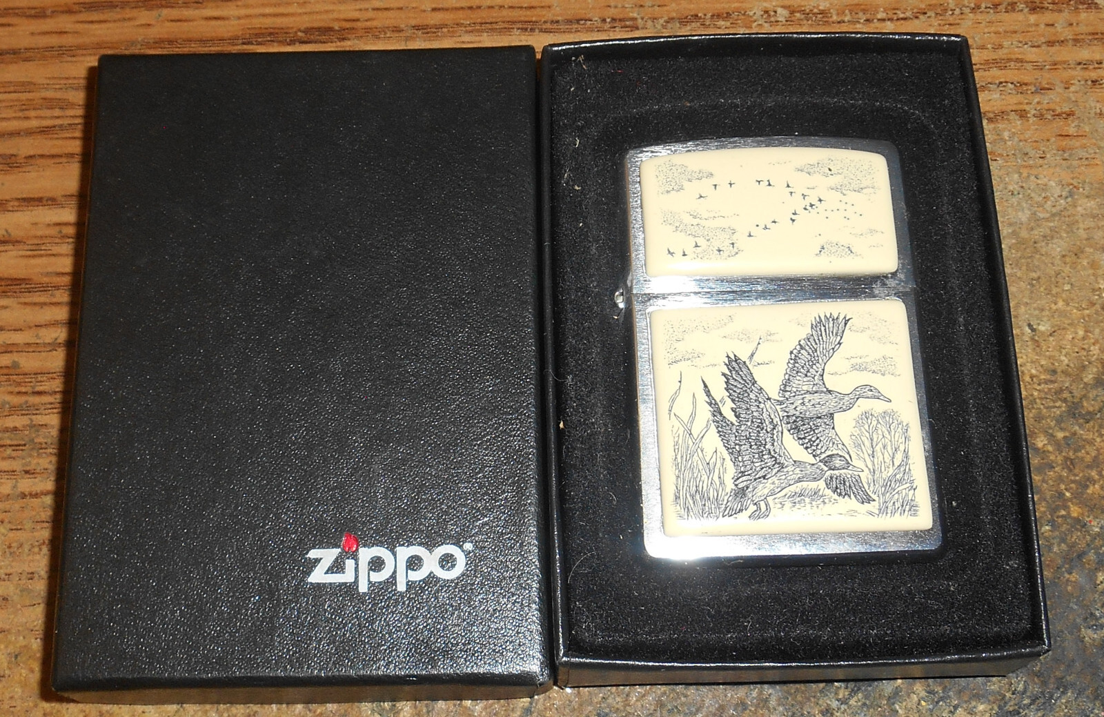 2004 ZIPPO SCRIMSHAW DUCKS FULL SIZE LIGHTER/NIB/TOUGH! eBay