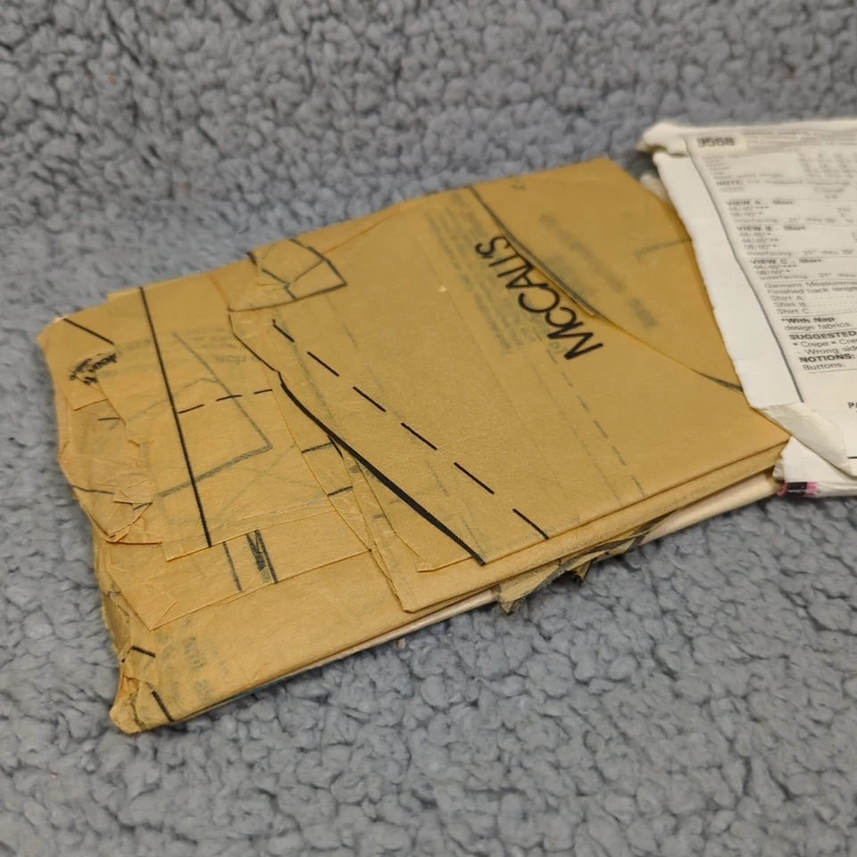VTG 1985  McCalls 9558 SHIRT Pattern Very Loose Oversize Raglan Size Small - Image 4 of 4