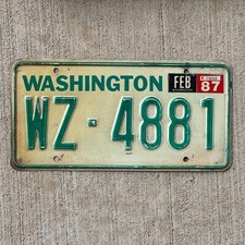 1983 1987 Washington TRAILER License Plate Auto Tag Garage Decor WZ 4881