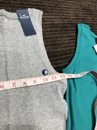 Hollister Damen Geripptes High Neck Tank Gr. S 3er Pack Bauch Grün Blau Grau Neu mit Etikett - Bild 8 von 10