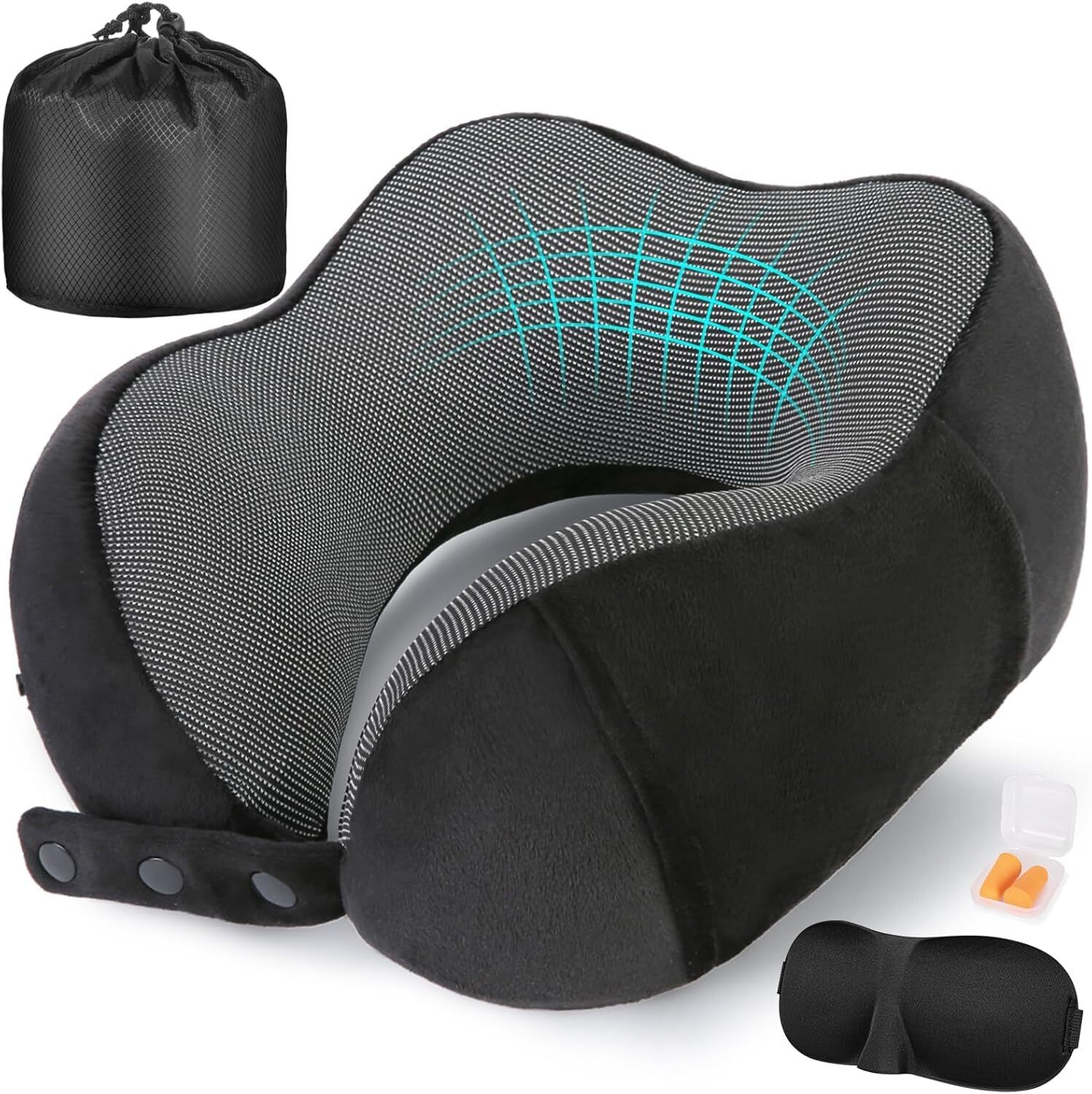 Ultra-Soft Memory Foam Neck Pillow for Airplane & Travel Comfort  