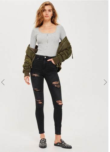 Topshop Moto Jamie Washed Black Super 