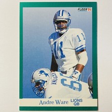 1991 Fleer Andre Ware #248 Rookie RC Detroit Lions Trading Card Tc4