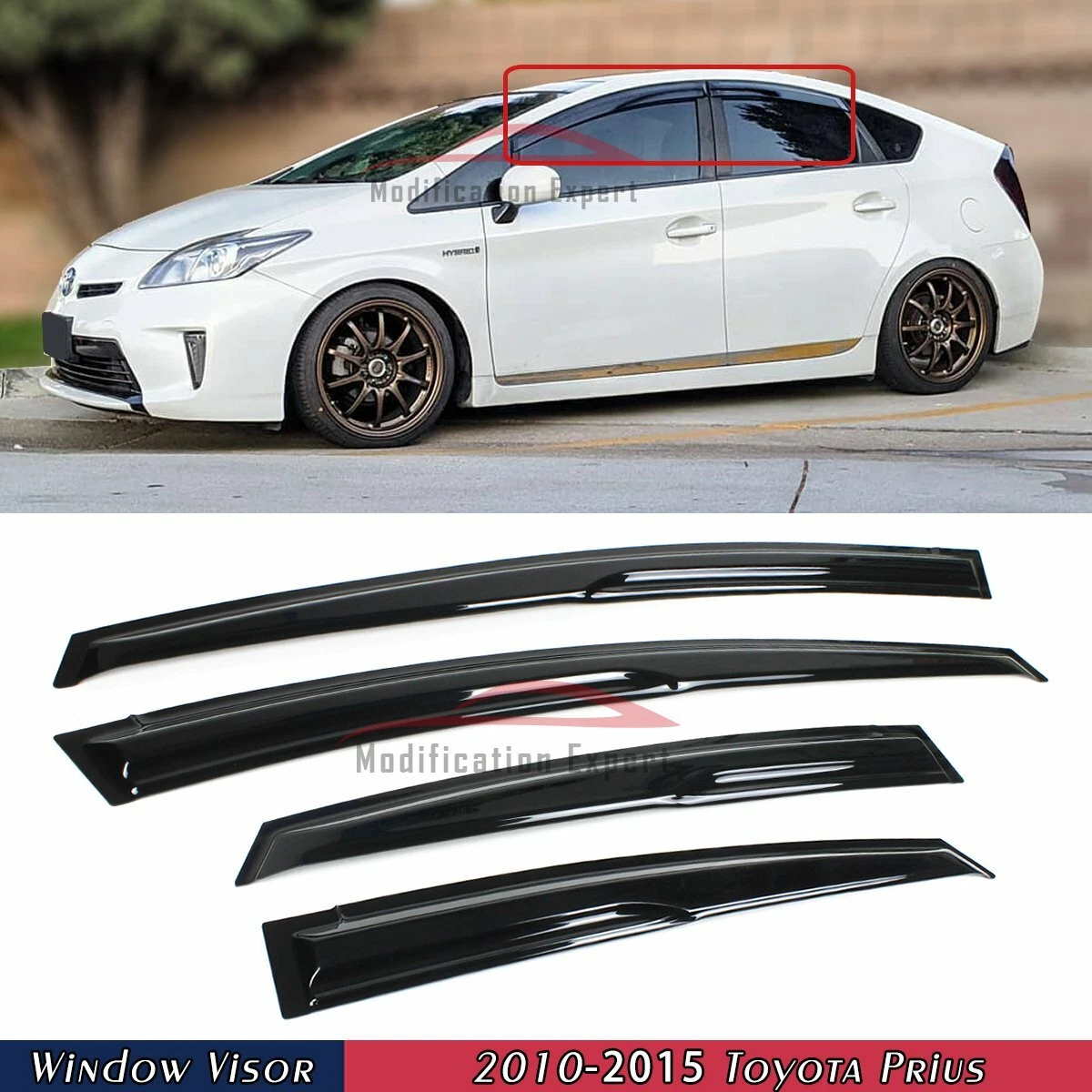 2010-15 Toyota Prius Window Visors Wind Deflectors Rain Guards – EOS Visors