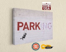 Banksy Graffiti Print Girl In Swing On Parking Canvas Art Wall Decor