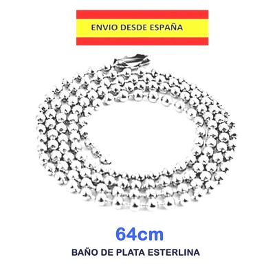 COLLAR CADENA COLGANTE MET�LICO BOLITAS IDENTIFICACI�N CHAPAS MILITAR 64cm BA�O
