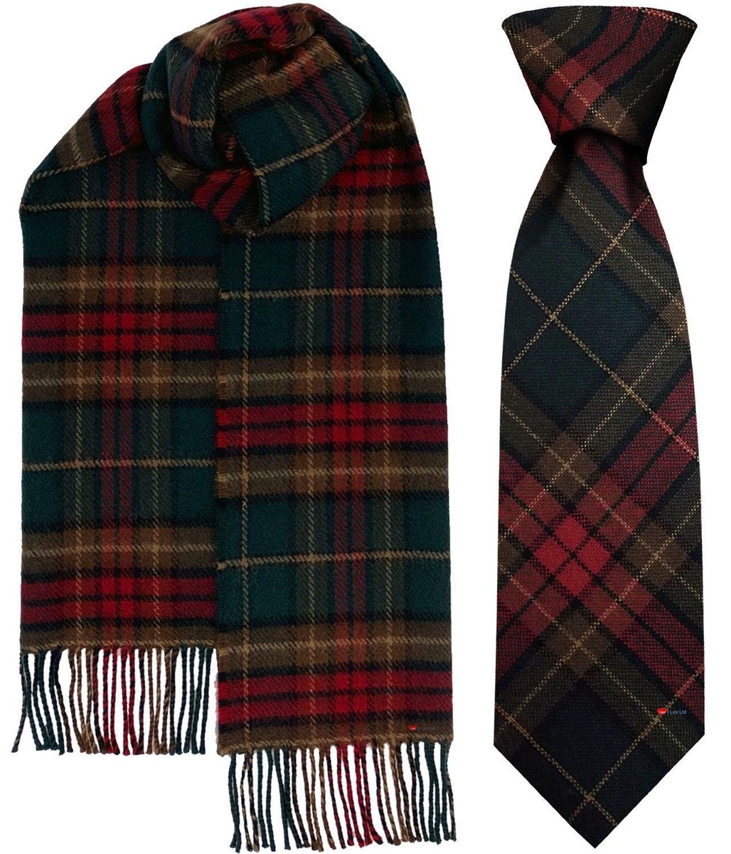 Mens Scarf Tie Gift Set Irish County Caven Tartan Plaid UK