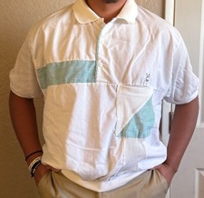 VTG 80s Teal White Playboy Mens White Bunny Logo Collared Pullover Polo Shirt XL