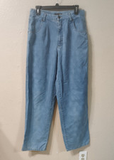 Vintage 90s Liz Wear High Rise Pleated Pants Size 14 32x30 Chambray Cotton J624
