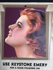 1940 Pin Up Calendar Sign Keystone Emery Philadelphia Pa Beautiful Red Head