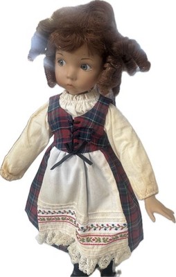 Vintage Dianna Effner Porcelain Doll 8882 Red Curly Hair Plaid Dress Basket 16 