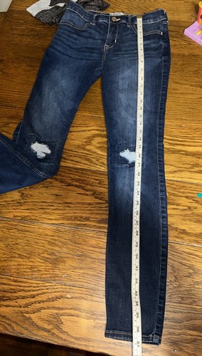 Abercrombie Kids Super Skinny Jeans 15/16 Dark Wash Distressed - Picture 7 of 11