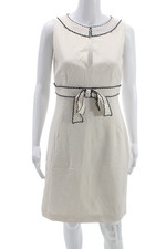 RED Valentino Women Sheath Dress Beige Collared Sleeveless Polyester Size S