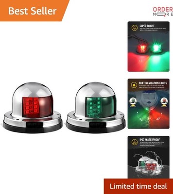 Boat LED Navigation Lights 2Pcs Waterproof Red Green for Sailboats Yachts