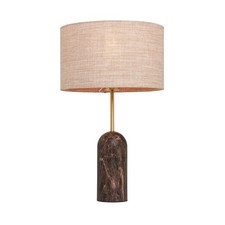 Inlight Table Lamp Printed Matt Brown Natural Marble Effect Round Contemporary