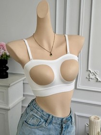 Sexy Women Hollow Out Cup Bras Wire Free Comfortable Camisole Lingerie